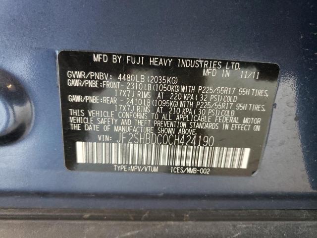 Photo 14 from auction – 2012 SUBARU FORESTER 2 with VIN JF2SHBDC0CH424190
