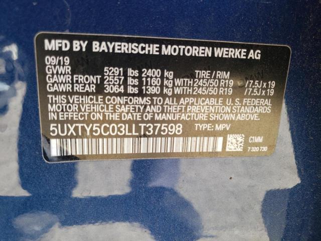 Photo 14 from auction – 2020 BMW X3 XDRIVE3 with VIN 5UXTY5C03LLT37598