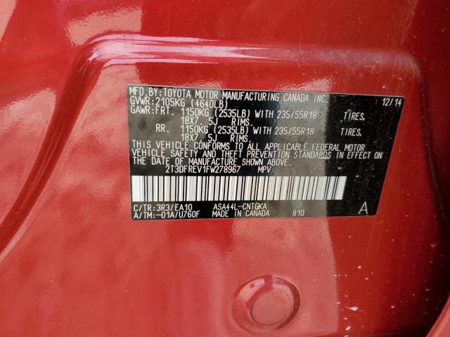 Photo 12 from auction – 2015 TOYOTA RAV4 LIMIT with VIN 2T3DFREV1FW278967