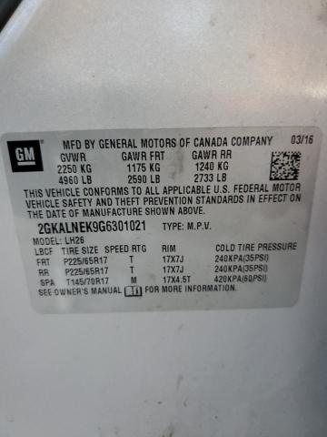 Photo 13 from auction – 2016 GMC TERRAIN SL with VIN 2GKALNEK9G6301021