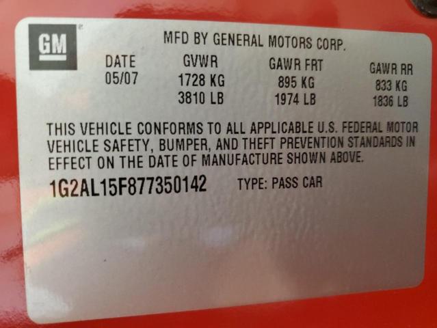 Photo 12 from auction – 2007 PONTIAC G5 with VIN 1G2AL15F877350142