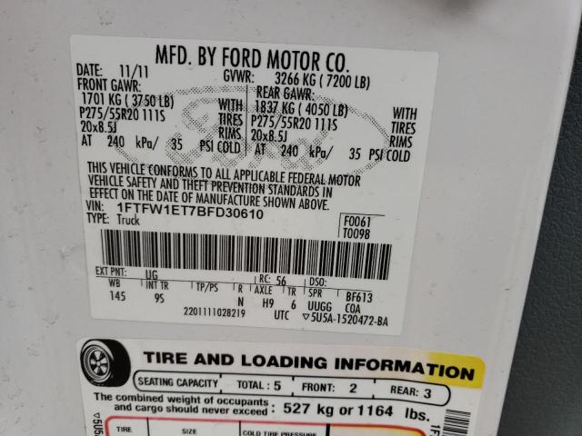 Photo 12 from auction – 2011 FORD F150 SUPER with VIN 1FTFW1ET7BFD30610