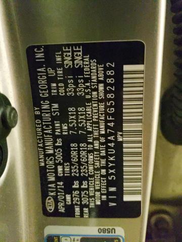 Photo 13 from auction – 2015 KIA SORENTO EX with VIN 5XYKU4A74FG582882