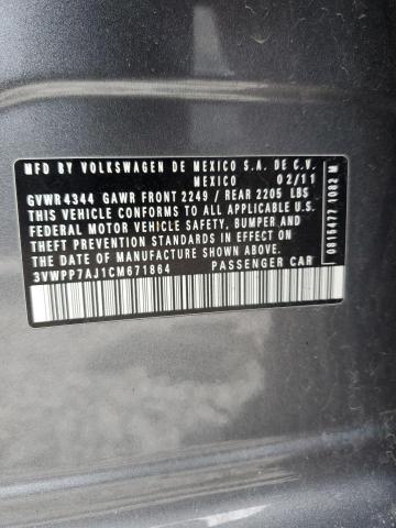 Photo 12 from auction – 2012 VOLKSWAGEN JETTA S with VIN 3VWPP7AJ1CM671864