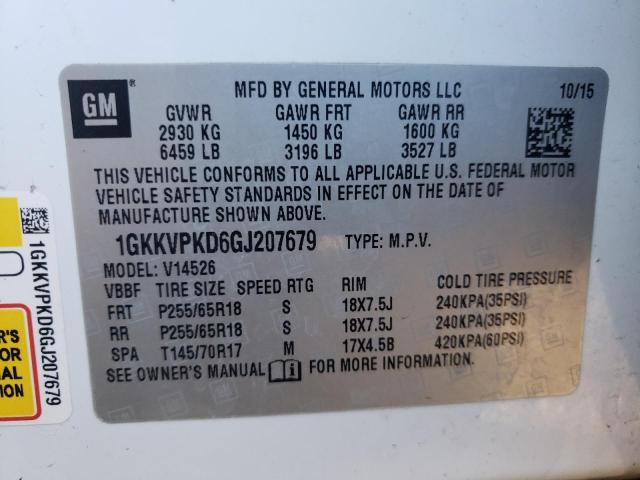 Photo 13 from auction – 2016 GMC ACADIA SLE with VIN 1GKKVPKD6GJ207679