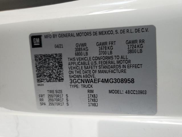 Photo 12 from auction – 2021 CHEVROLET SILVERADO with VIN 3GCNWAEF4MG308958