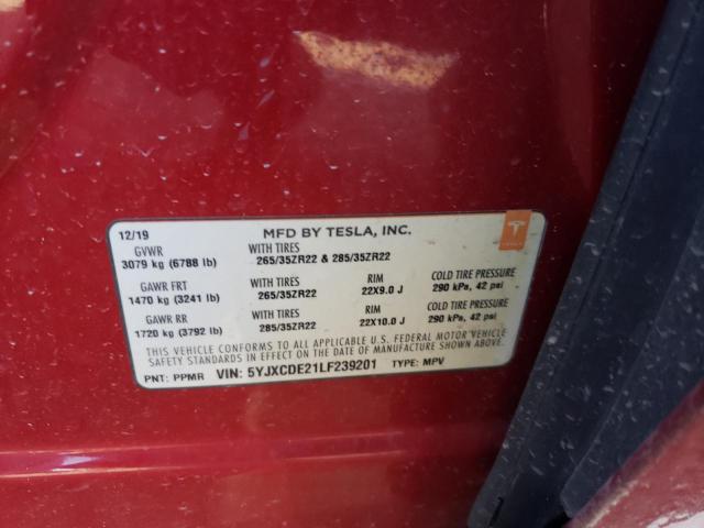 Photo 13 from auction – 2020 TESLA MODEL X with VIN 5YJXCDE21LF239201
