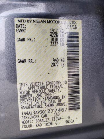 Photo 13 from auction – 2016 NISSAN ALTIMA 2.5 with VIN 1N4AL3AP3GC272467
