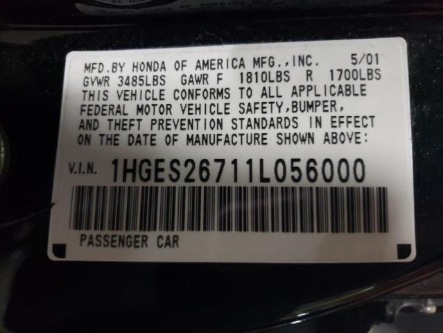Photo 12 from auction – 2001 HONDA CIVIC EX with VIN 1HGES26711L056000
