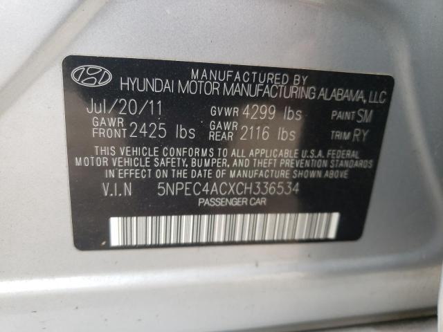 Photo 12 from auction – 2012 HYUNDAI SONATA SE with VIN 5NPEC4ACXCH336534