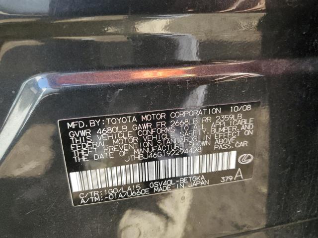 Photo 12 from auction – 2009 LEXUS ES 350 with VIN JTHBJ46G192294428