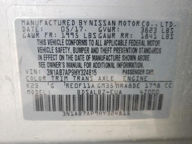 Photo 13 from auction – 2017 NISSAN SENTRA S with VIN 3N1AB7AP9HY324815