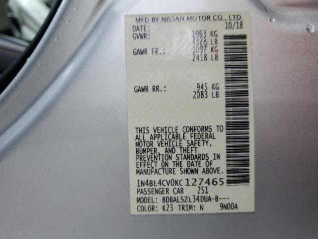 Photo 12 from auction – 2019 NISSAN ALTIMA SR with VIN 1N4BL4CV0KC127465