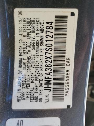 Photo 12 from auction – 2007 HONDA CIVIC HYBR with VIN JHMFA362X7S012784