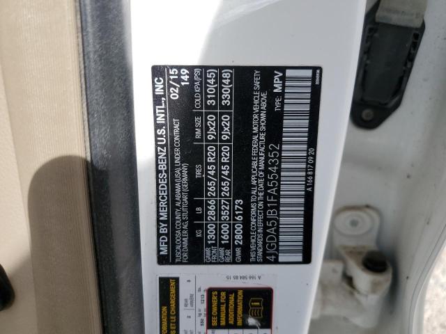 Photo 12 from auction – 2015 MERCEDES-BENZ ML 350 with VIN 4JGDA5JB1FA554352