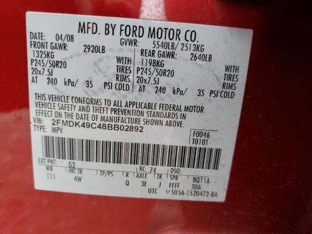 Photo 14 from auction – 2008 FORD EDGE LIMIT with VIN 2FMDK49C48BB02892