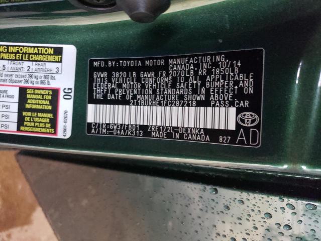 Photo 12 from auction – 2015 TOYOTA COROLLA L with VIN 2T1BURHE1FC287218