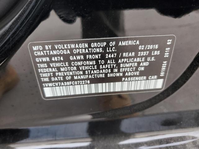 Photo 13 from auction – 2015 VOLKSWAGEN PASSAT SEL with VIN 1VWCV7A38FC072276