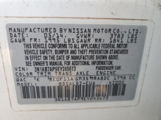 Photo 12 from auction – 2014 NISSAN SENTRA S with VIN 3N1AB7AP9EY245673