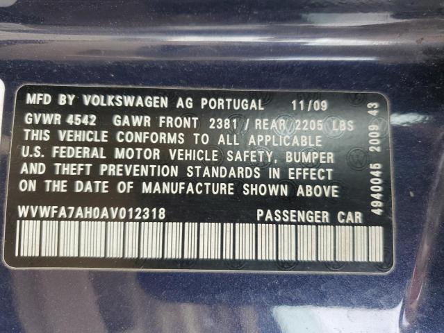 Photo 12 from auction – 2010 VOLKSWAGEN EOS LUX with VIN WVWFA7AH0AV012318