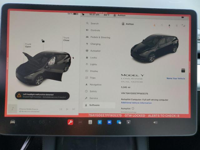 Photo 9 from auction – 2023 TESLA MODEL Y with VIN 7SAYGDEE7PF905375