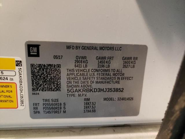 Photo 13 from auction – 2017 BUICK ENCLAVE with VIN 5GAKRBKD3HJ353852