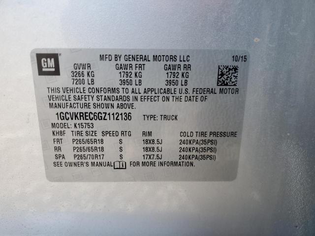 Photo 12 from auction – 2016 CHEVROLET SILVERADO with VIN 1GCVKREC6GZ112136