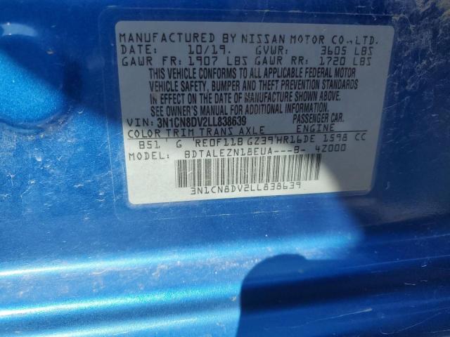 Photo 12 from auction – 2020 NISSAN VERSA S with VIN 3N1CN8DV2LL838639