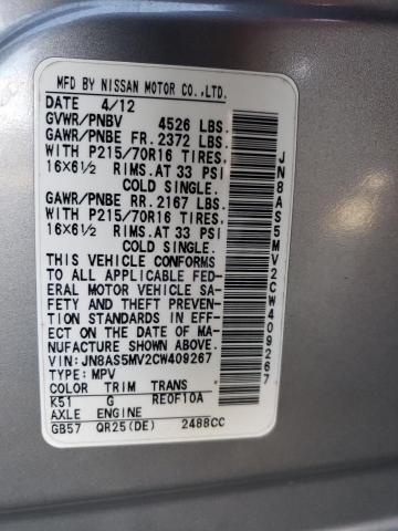 Photo 14 from auction – 2012 NISSAN ROGUE S with VIN JN8AS5MV2CW409267