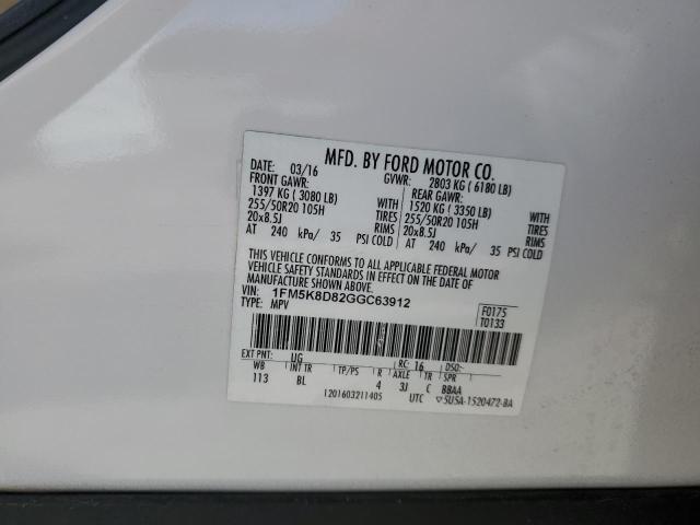 Photo 14 from auction – 2016 FORD EXPLORER X with VIN 1FM5K8D82GGC63912