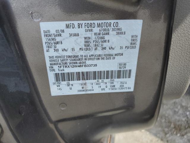 Photo 12 from auction – 2008 FORD F150 with VIN 1FTRX12W48FB33735