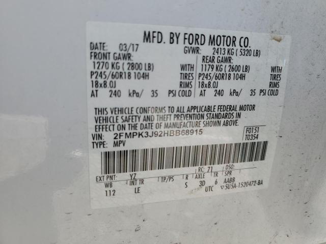 Photo 13 from auction – 2017 FORD EDGE SEL with VIN 2FMPK3J92HBB68915
