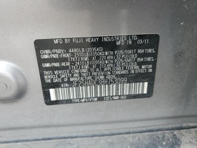 Photo 13 from auction – 2011 SUBARU FORESTER 2 with VIN JF2SHADC3BH753099