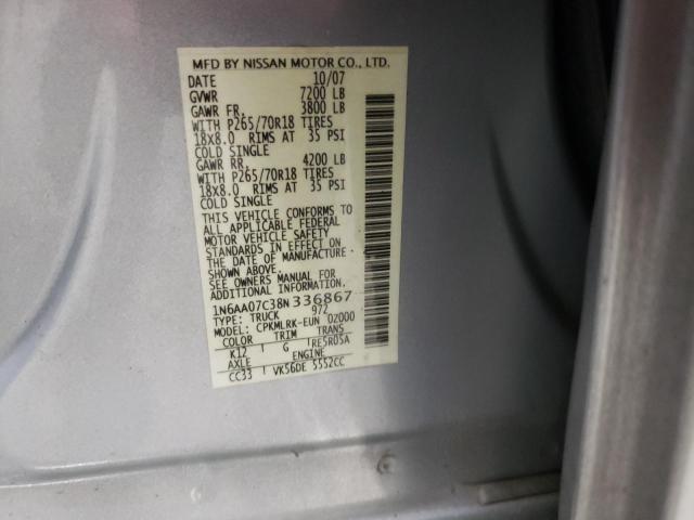 Photo 12 from auction – 2008 NISSAN TITAN XE with VIN 1N6AA07C38N336867