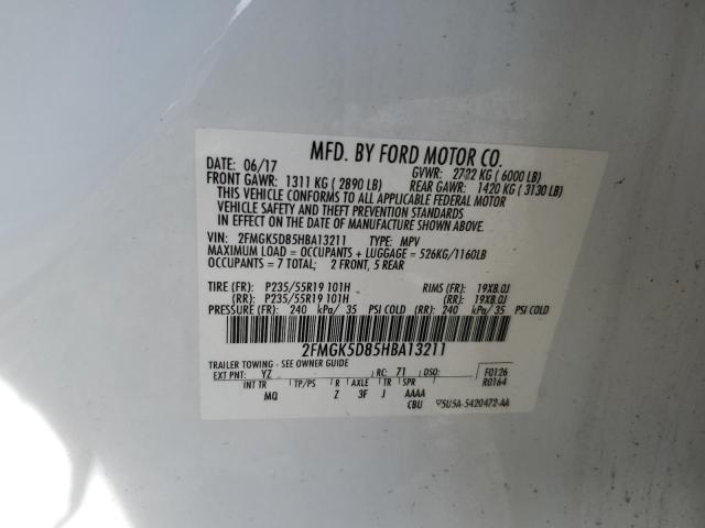 Photo 13 from auction – 2017 FORD FLEX LIMIT with VIN 2FMGK5D85HBA13211