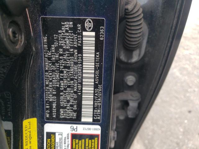 Photo 12 from auction – 2012 TOYOTA CAMRY BASE with VIN 4T4BF1FK3CR261949