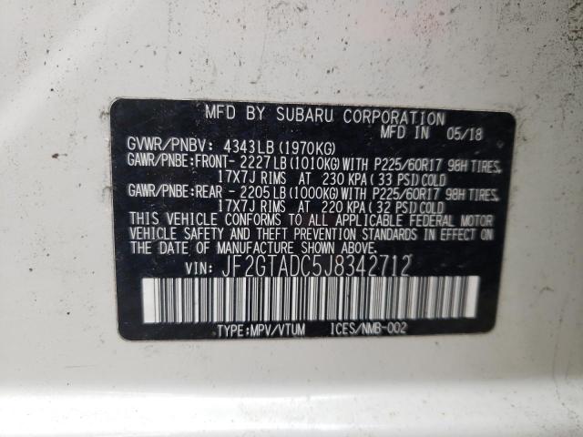 Photo 12 from auction – 2018 SUBARU CROSSTREK with VIN JF2GTADC5J8342712