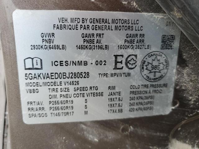 Photo 14 from auction – 2011 BUICK ENCLAVE CX with VIN 5GAKVAED0BJ280528