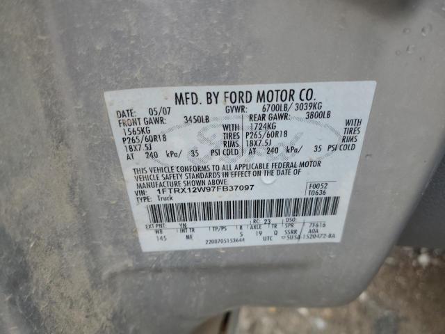 Photo 12 from auction – 2007 FORD F150 with VIN 1FTRX12W97FB37097