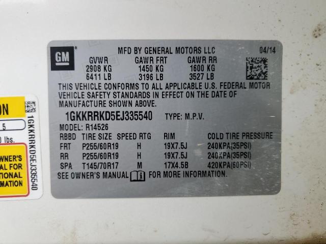 Photo 13 from auction – 2014 GMC ACADIA SLT with VIN 1GKKRRKD5EJ335540
