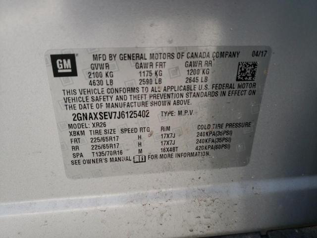 Photo 13 from auction – 2018 CHEVROLET EQUINOX LT with VIN 2GNAXSEV7J6125402