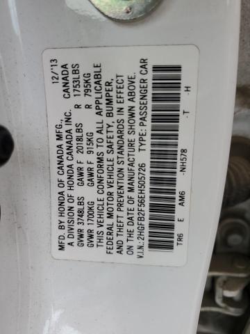 Photo 12 from auction – 2014 HONDA CIVIC with VIN 2HGFB2F56EH505726
