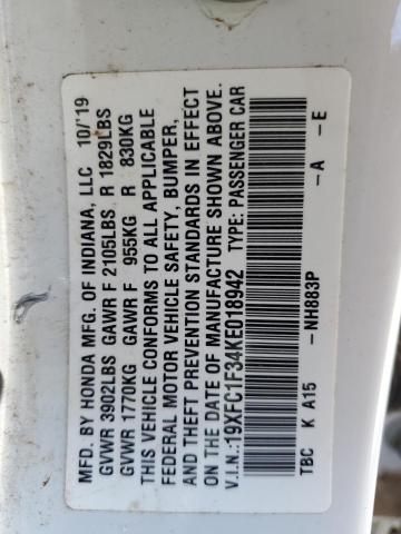 Photo 12 from auction – 2019 HONDA CIVIC EX with VIN 19XFC1F34KE018942