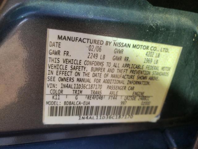 Photo 12 from auction – 2006 NISSAN ALTIMA S with VIN 1N4AL11D36C187170