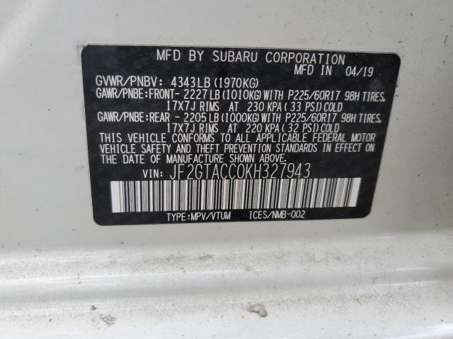 Photo 14 from auction – 2019 SUBARU CROSSTREK with VIN JF2GTACC0KH327943