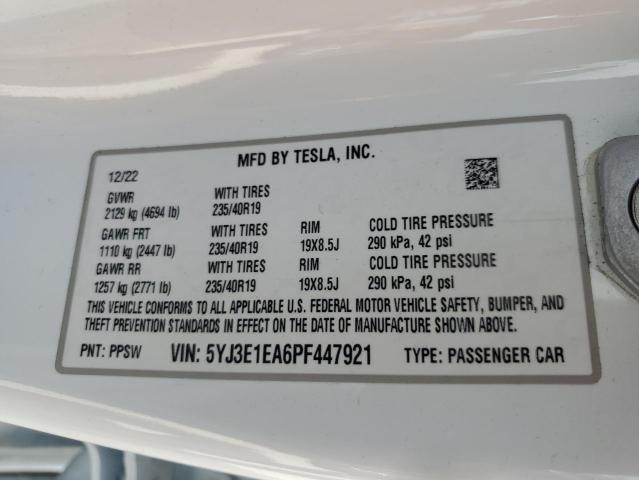 Photo 13 from auction – 2023 TESLA MODEL 3 with VIN 5YJ3E1EA6PF447921