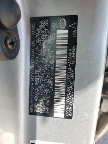 Photo 12 from auction – 2004 LEXUS IS 300 with VIN JTHBD192740085334