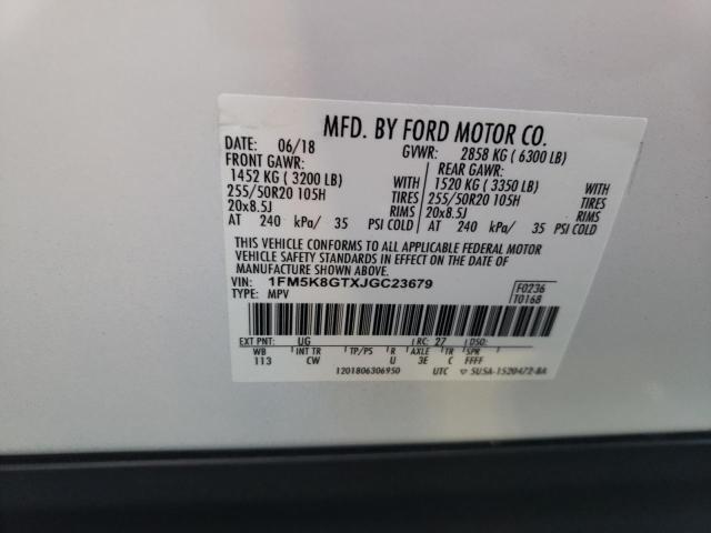 Photo 13 from auction – 2018 FORD EXPLORER S with VIN 1FM5K8GTXJGC23679