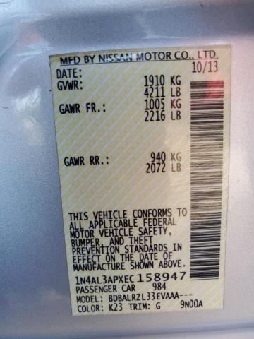 Photo 13 from auction – 2014 NISSAN ALTIMA 2.5 with VIN 1N4AL3APXEC158947