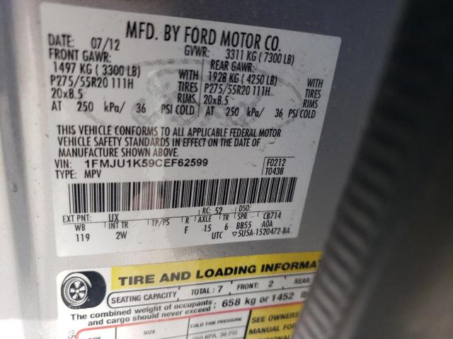 Photo 14 from auction – 2012 FORD EXPEDITION with VIN 1FMJU1K59CEF62599
